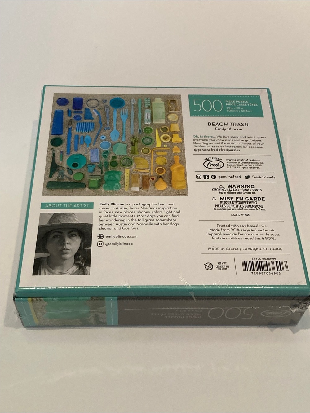 NEW Beach Trash 500 Piece Emily Blincoe Art Puzzle Genuine Fred 20” x 20” Size - Picture 3 of 8
